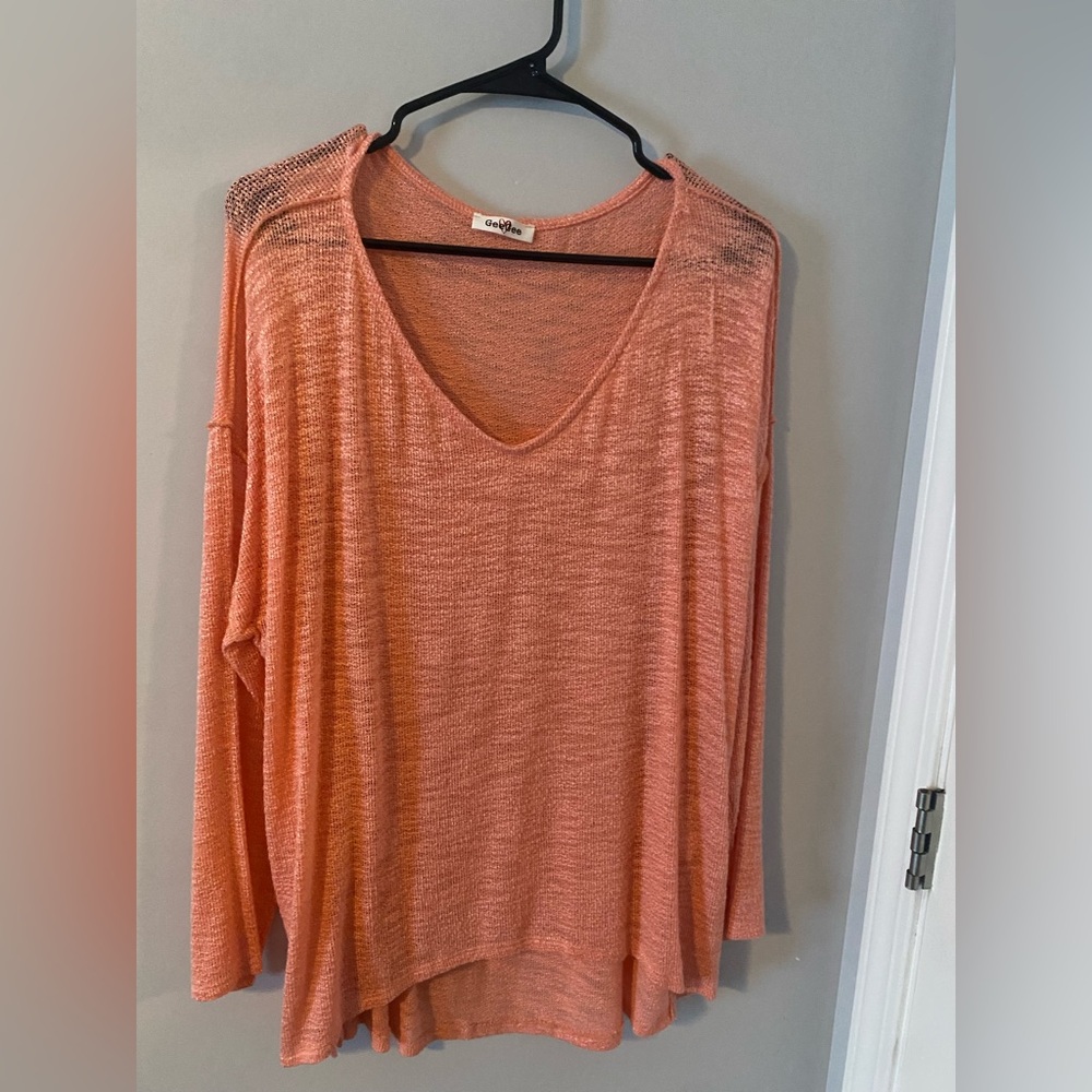 New sheer coral/peach Women's Top